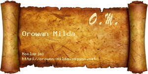 Orowan Milda névjegykártya